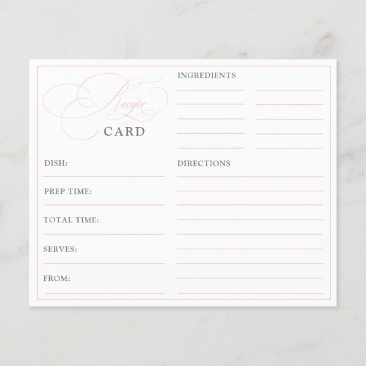 Elegante Roze Calligraphy Bruidsdouche Receptkaart (Voorkant)