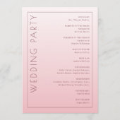 Elegante Roze Ceremonie Schema Programma (Achterkant)
