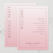 Elegante Roze Ceremonie Schema Programma (Voorkant / Achterkant)