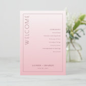 Elegante Roze Ceremonie Schema Programma (Staand voorkant)
