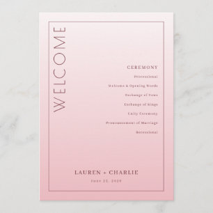 Elegante Roze Ceremonie Schema Programma