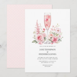 Elegante Roze Champagne Tuinbruiloft Kaart