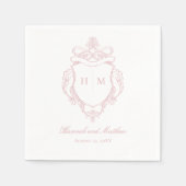 Elegante Roze Chinoiserie Vogel Kam Wedding Servet (Voorkant)