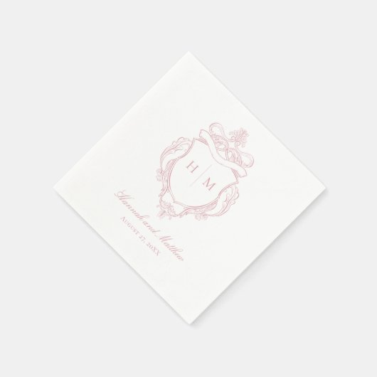 Elegante Roze Chinoiserie Vogel Kam Wedding Servet (Hoek)