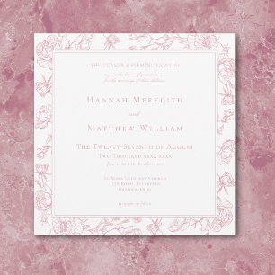 Elegante Roze Chinoiserie Vogel & Wapen Wedding Kaart