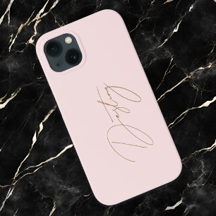 Elegante Roze & Chique Gouden Kalligrafie Naam iPhone 13 Hoesje