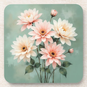 Elegante Roze Chrysanthemum Kunst Bier Onderzetter