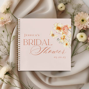 Elegante Roze Citrus Bloemige Bruiloft Guest Notitieboek