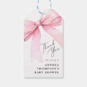 Elegante Roze Coquette Bow Baby shower Bedankt Cadeaulabel (Achterkant)