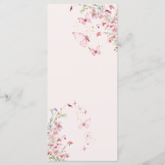 Elegante Roze Coquette Bow Parels Menu Kaart (Achterkant)