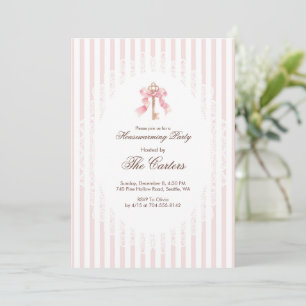 Elegante Roze Coquette Gouden Sleutel Huis Verwarm Kaart