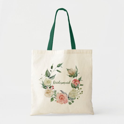 Elegante Roze Crème Kleur Roos Bruidsmeisje Script Tote Bag (Voorkant)