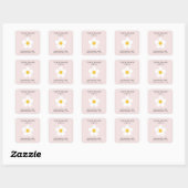 Elegante roze Daisy bloemenkaars | Custom Vierkante Sticker (Vel)