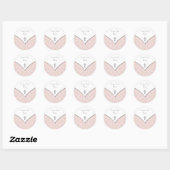 Elegante roze Damask doopStickers Ronde Sticker (Vel)
