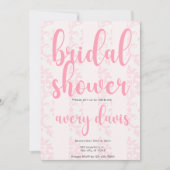 Elegante Roze Damast Bruidsfeest Uitnodiging (Voorkant)