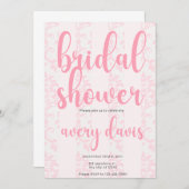 Elegante Roze Damast Bruidsfeest Uitnodiging (Voorkant / Achterkant)