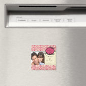 Elegante roze damast foto bewaar de datum magneet (Insitu (Vaatwasser))