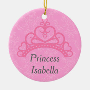 Elegante Roze Damast, Prinsessen Tiara Keramisch Ornament