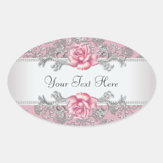 Elegante roze damast roos stickers