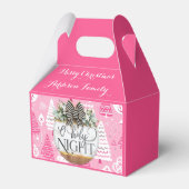 Elegante roze dennenbomen met patroon gunst doos bedankdoosjes (Achterkant)