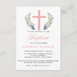 Elegante roze doop / doop uitnodiging