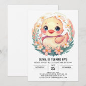 Elegante roze eend verjaardag kaart (Voorkant / Achterkant)