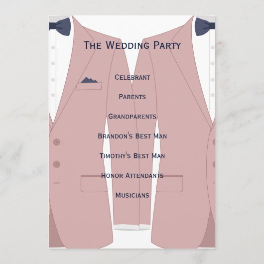 Elegante Roze En Blauwe Trouwprogramma's Voor Hbtq Programma (Achterkant)