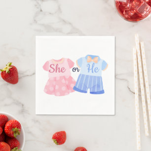 Elegante Roze en Blauwe “Zij of Hij?” Geslacht Rev Servet