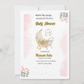 Elegante roze en bruin Baby shower Invitation Kaar Kaart (Voorkant)