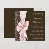 Elegante Roze en Bruine Baby Meisje Shower Kaart (Voorkant / Achterkant)
