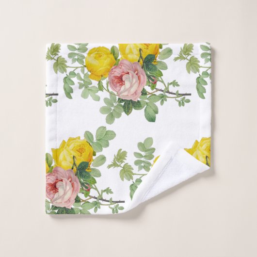 Elegante roze en gele rozen bloemstuk bad handdoek (Wasdoekje)