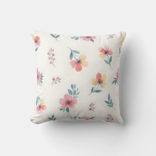 Elegante Roze en Gele Tuinbloei Accent Kussen