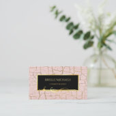Elegante Roze en Goud Crackle Paint Cosmetologist Visitekaartje (Staand voorkant)