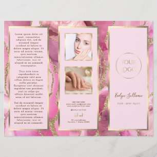 Elegante roze en gouden agaat brochure