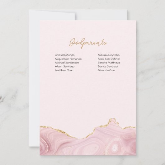 Elegante roze en gouden engel doop en doop in kaart (Achterkant)