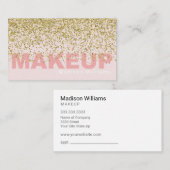 Elegante roze en gouden glitter make-up visitekaartje (Voorkant / Achterkant)