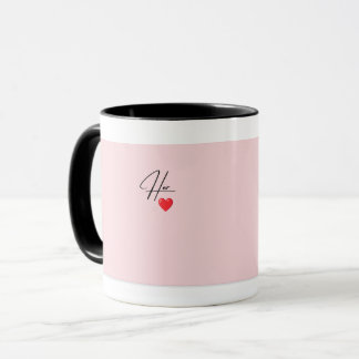 Elegante roze en gouden hartlijn koppelmok mok