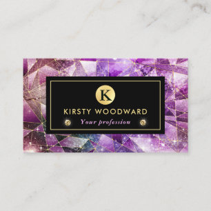 Elegante Roze en Gouden Middernacht Kristal Galaxy Visitekaartje