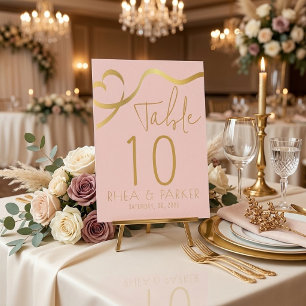 Elegante Roze en Gouden Tafelkaarten voor de Bruil Kaart