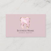 Elegante roze en gouden tandheelkundige visitekaar visitekaartje (Voorkant)