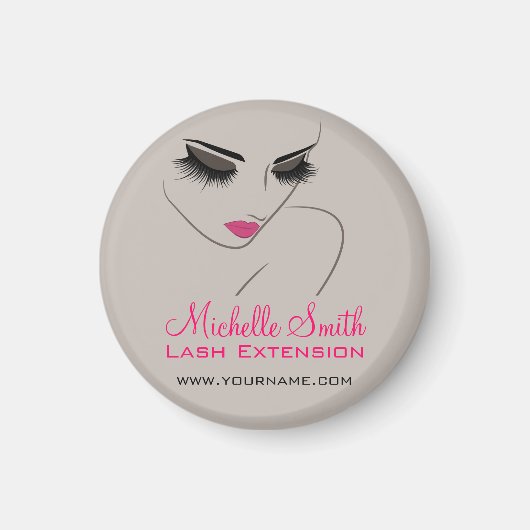 Elegante Roze en Grijze Wimper Extentie Schoonheid Magneet (Voorkant)