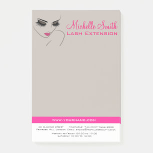 Elegante roze en grijze wimperuitbreiding schoonhe post-it® notes