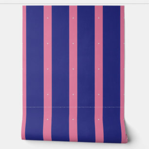 Elegante roze en marine strepen behang
