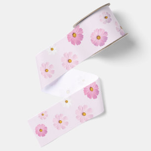 Elegante Roze en Paarse Bloemen Grosgrain Lint