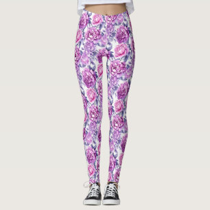 Elegante roze en Paarse bloemen Leggings