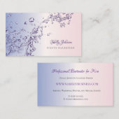 Elegante Roze en Paarse Splash Evenementen Bartend Visitekaartje (Voorkant / Achterkant)