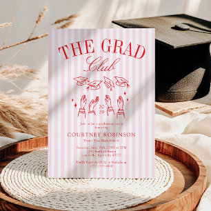 Elegante Roze en Rode Grad Club Afstuderen Kaart