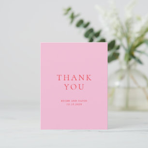 Elegante Roze en Rode Klassieke Bruiloft Bedankkaart