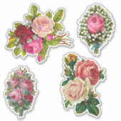 Elegante  Roze en Rode Rozen Sticker (Voorkant)