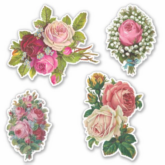 Elegante  Roze en Rode Rozen Sticker (Voorkant)
